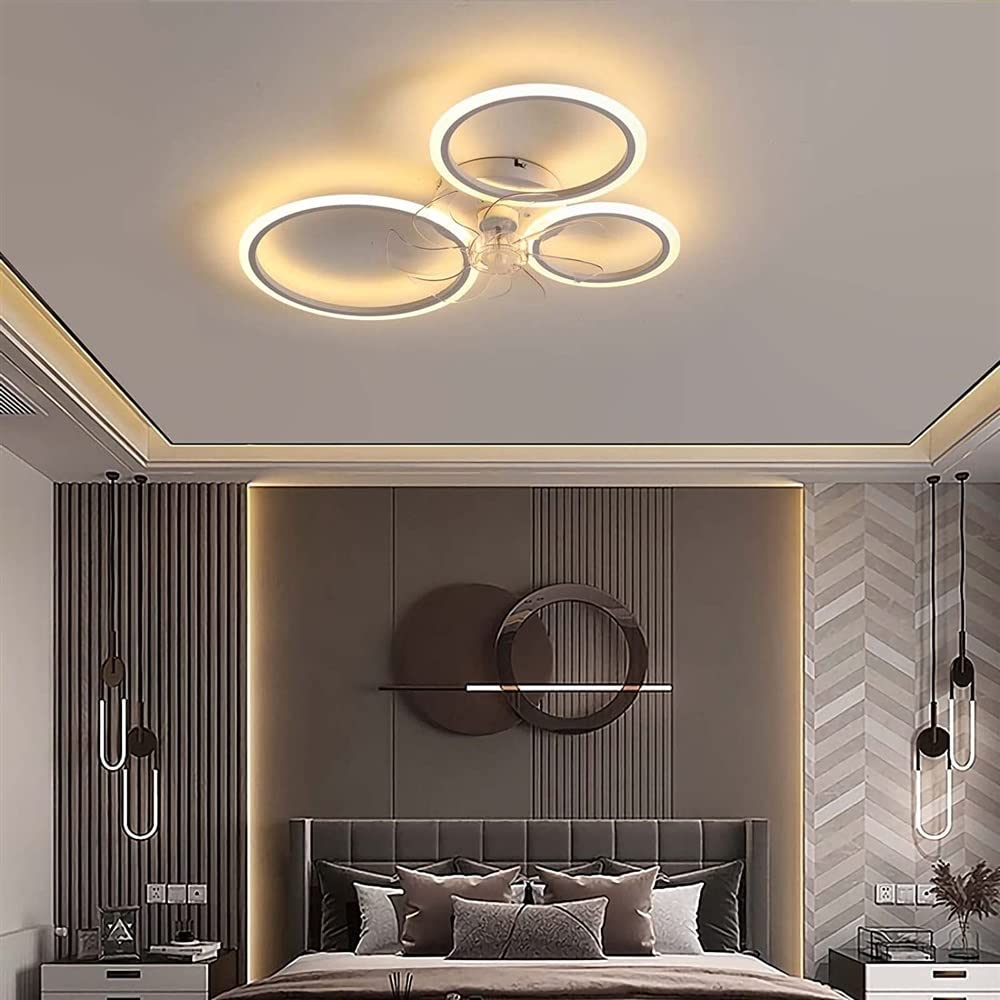 Ventilateur de plafond LED avec lustre et télécommande pour salon