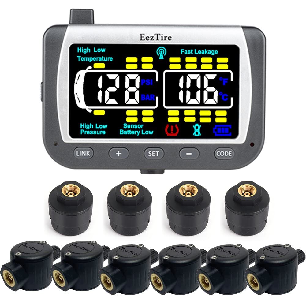 EEZ RV Products EEZTire-TPMS Real Time/24x7 Tire Pressure Monitoring System (TPMS10Mix) - 10 Mixed Sensors