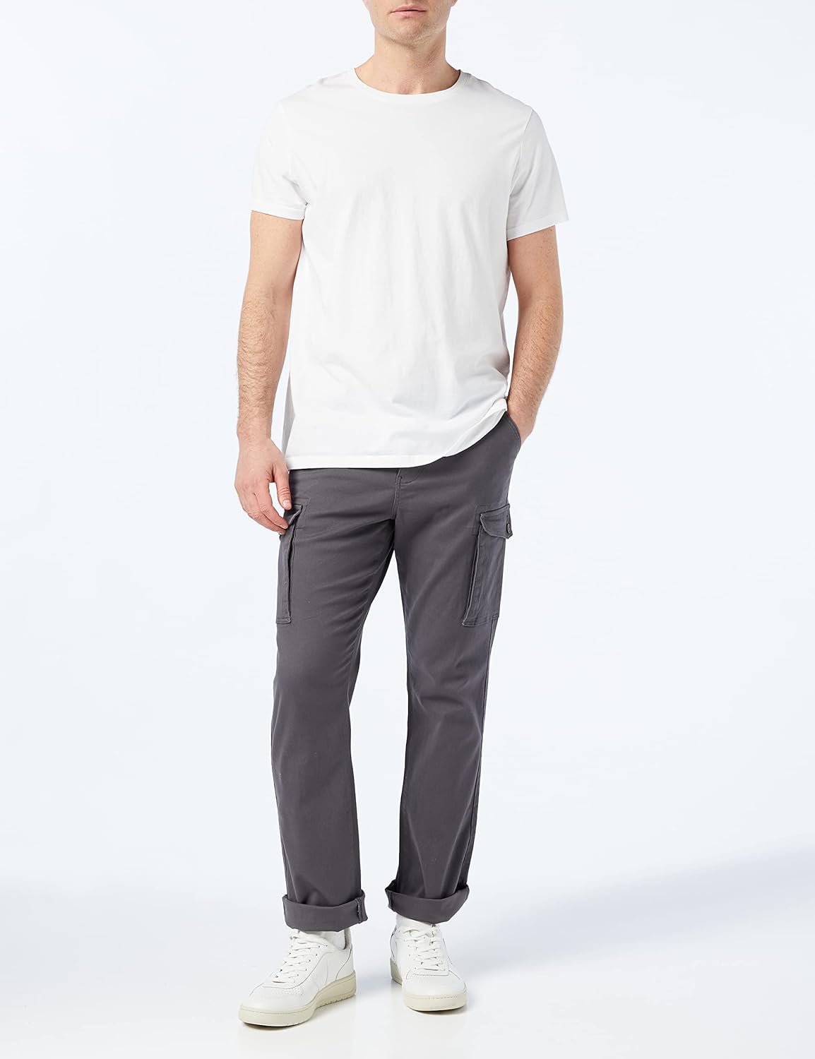 MERAKI Men's Cotton Slim Fit Cargo Trousers
