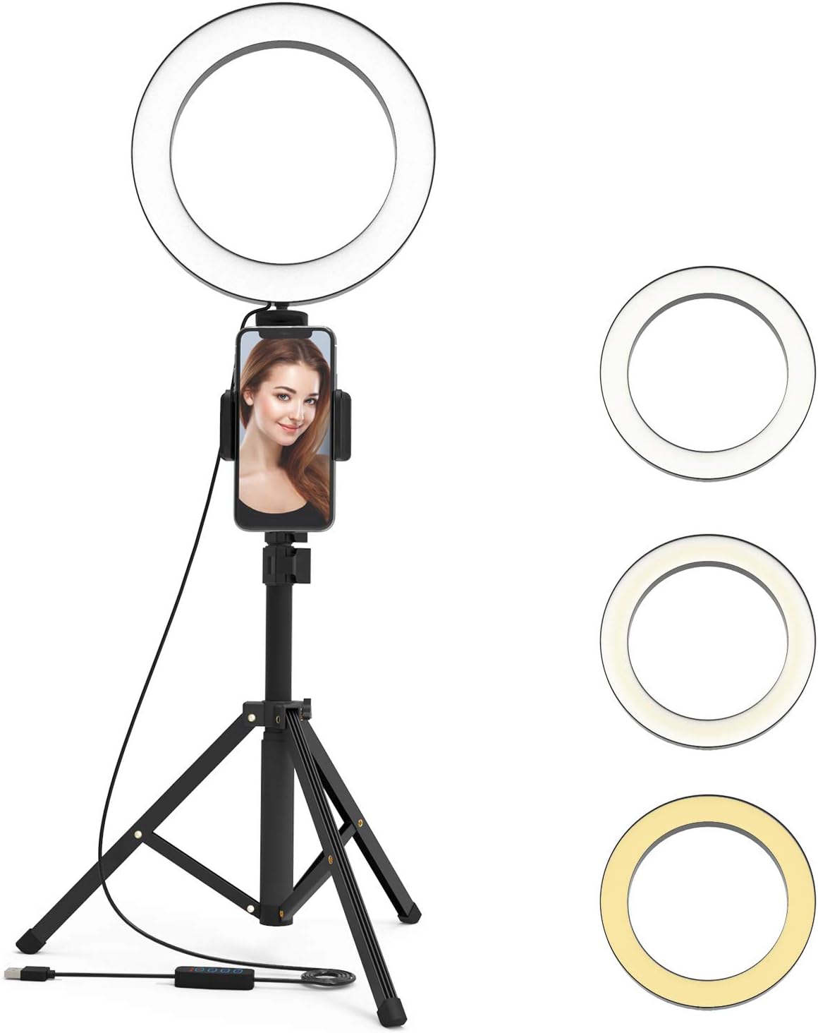 9" Selfie Ring Light with Tripod Stand and Phone Holder LED Beauty Lights for YouTube Video Make Up Live Stream Photography Vlogging