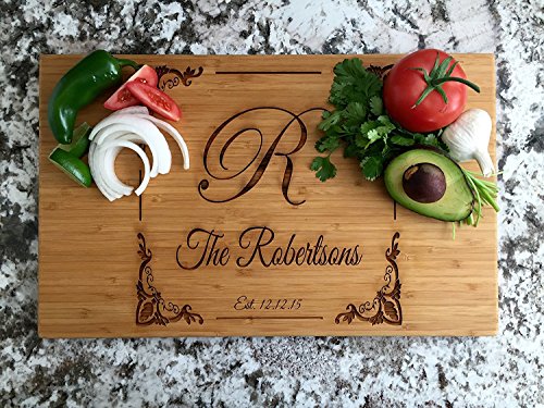 Personalized Wooden Cutting Board for Mom or Grandma 11 x 17 Single Tone Bamboo Robertson - Customized Gift For Couples on Wedding Bridal Shower Housewarming Anniversary  Mothers Day Gift