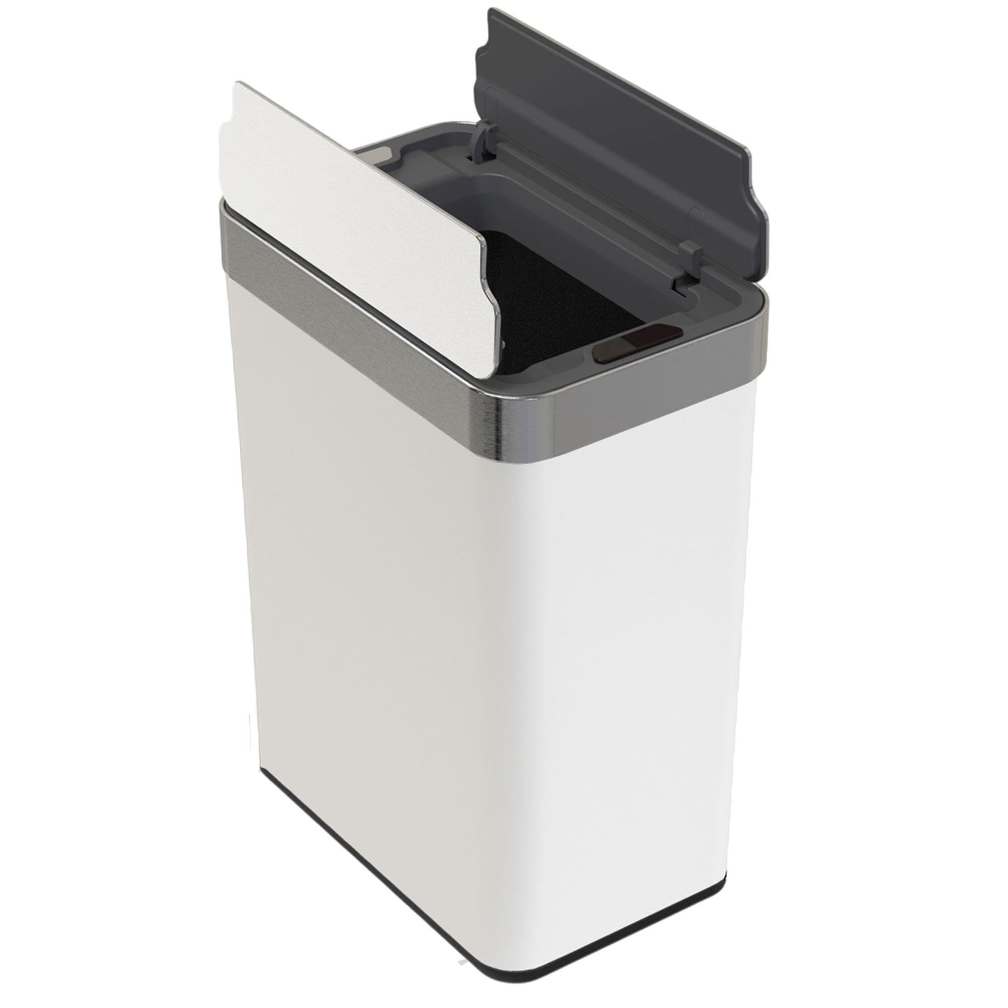 Cubo de Basura de 50L color Blanco en Acero inoxidable con Apertura de Alas y Sensor automático 53cm de altura