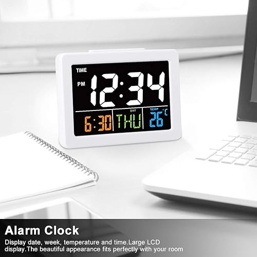 Miniatura 4 de 01 Reloj despertador lindo, reloj LED para estudiantes Reloj despertador de escritorio para dormitorio, sala de estudio, oficina (blanco)
