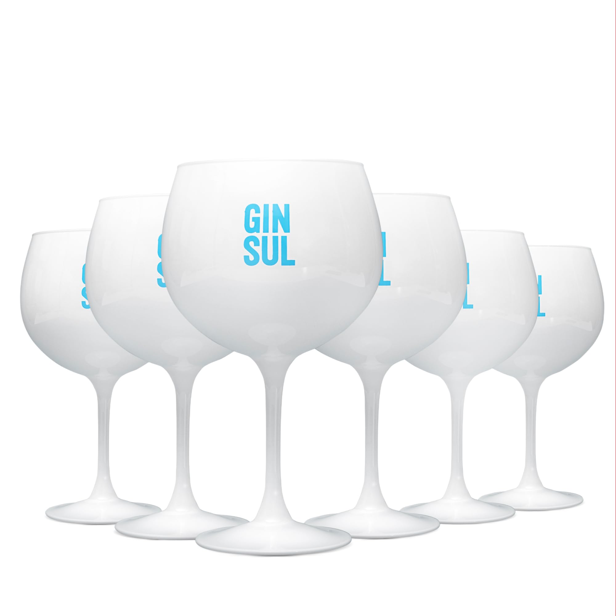 Gin Sul – Gingläser 6er-Set - Weisse Gin-Tonic-Ballon-Gläser mit Aufdruck - Hochwertige, spülmaschinenfeste, bauchige Copo-Gläser für Drinks, Aperitifs, Cocktails - 19,5 x 10,9 cm - 620 ml | Hochwertige, spülmaschinenfeste und bauchige Copa-Gläser für Dri