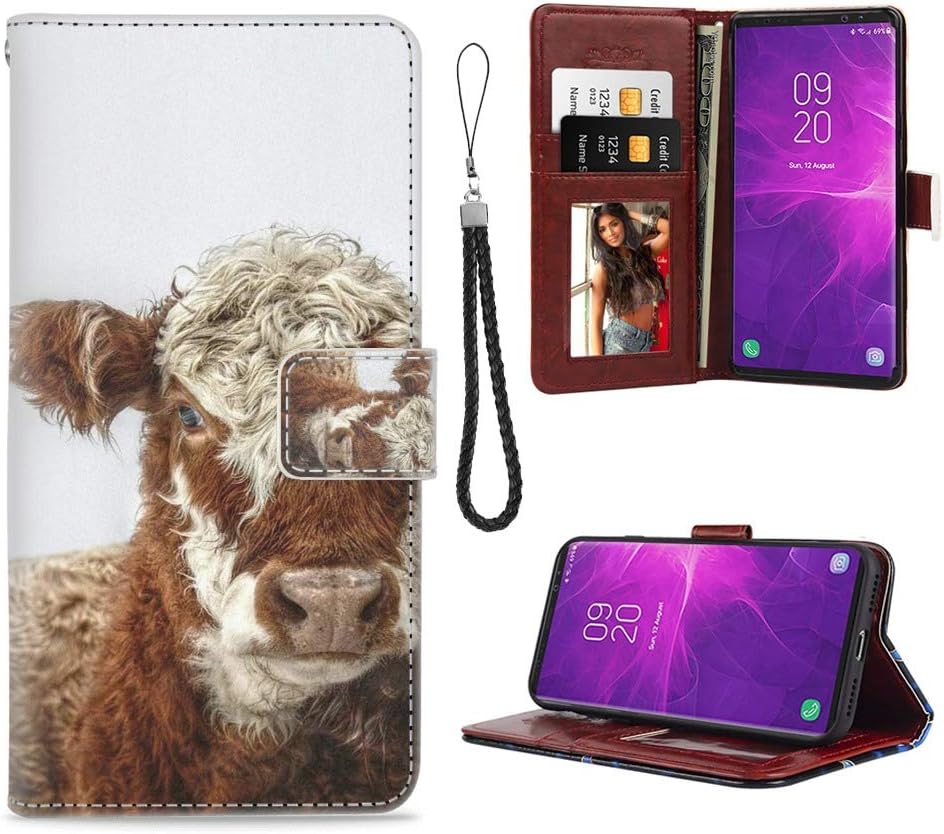 Samsung Galaxy Note 9 Phone Wallet Case Funny Cow TPU Leather Flip Cover with Card Slot Wallet Case for Samsung Galaxy Note 9