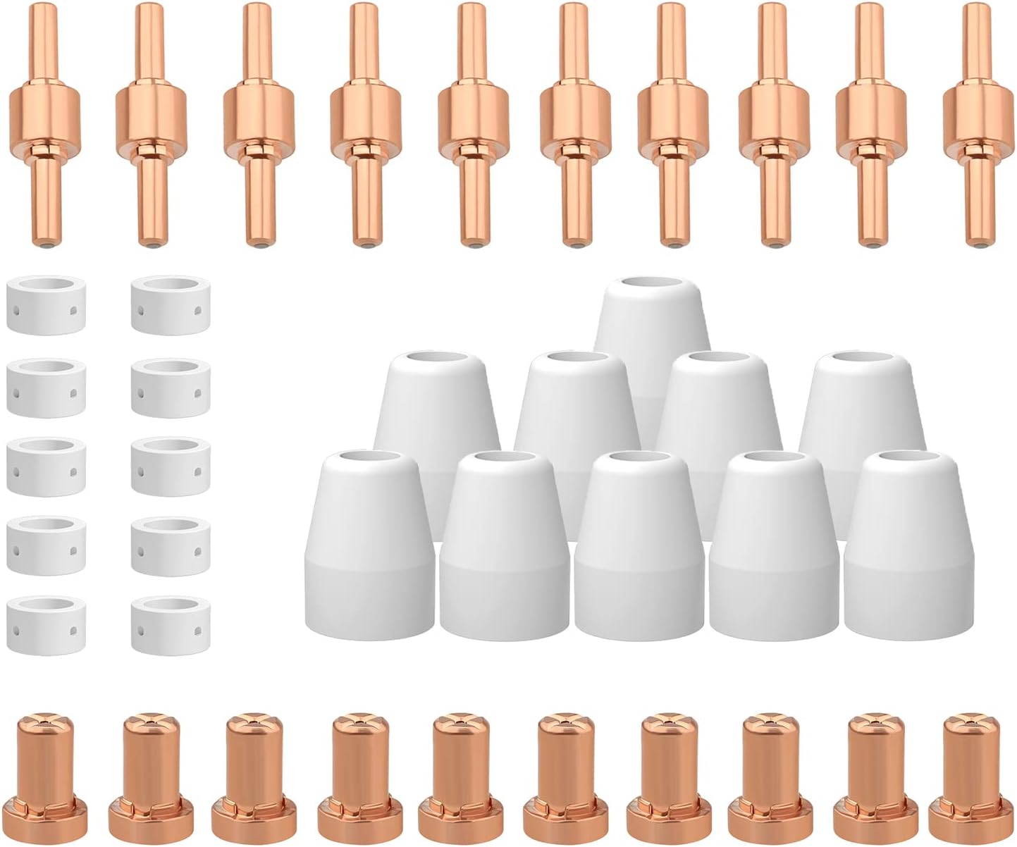 Reboot Plasma Cutting Torch PT31 Consumables Kits 40 PCS Red Copper Extended Long Tip Electrode Nozzles for Cut 40/Cut 50 PT31 LG40 40A Cutting Torch (Touch ARC Cutter Consumables)