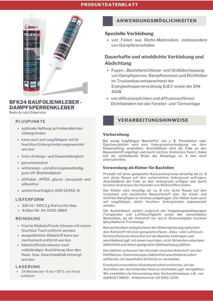 BFK24 Adhesivo para láminas de construcción, adhesivo para barrera de vapor, cinta de conexión para ventanas, cinta de conexión de ventana, barrera de vapor, 310 ml, azul (12)