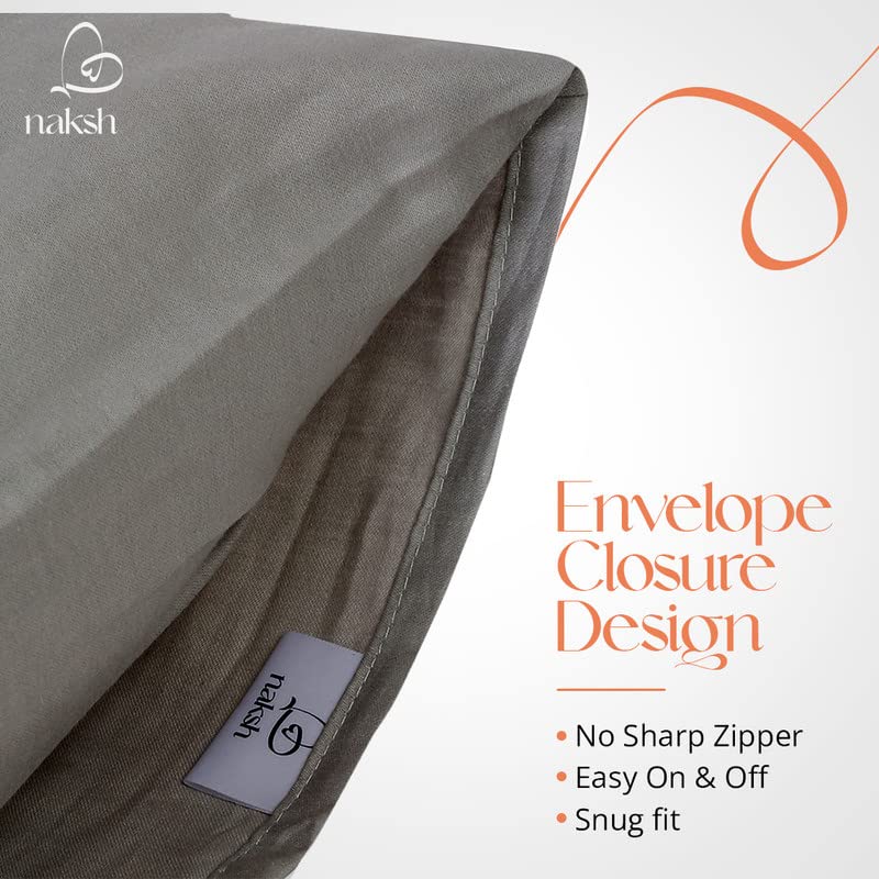 Image of NAKSH Cotton 210 TC Plain Pillow Covers Set of 2, Silver Pillow Cover |Sleep Pillow Covers (18 in x 27 in) |Soft Pillows Covers Cotton for Big Pillows
