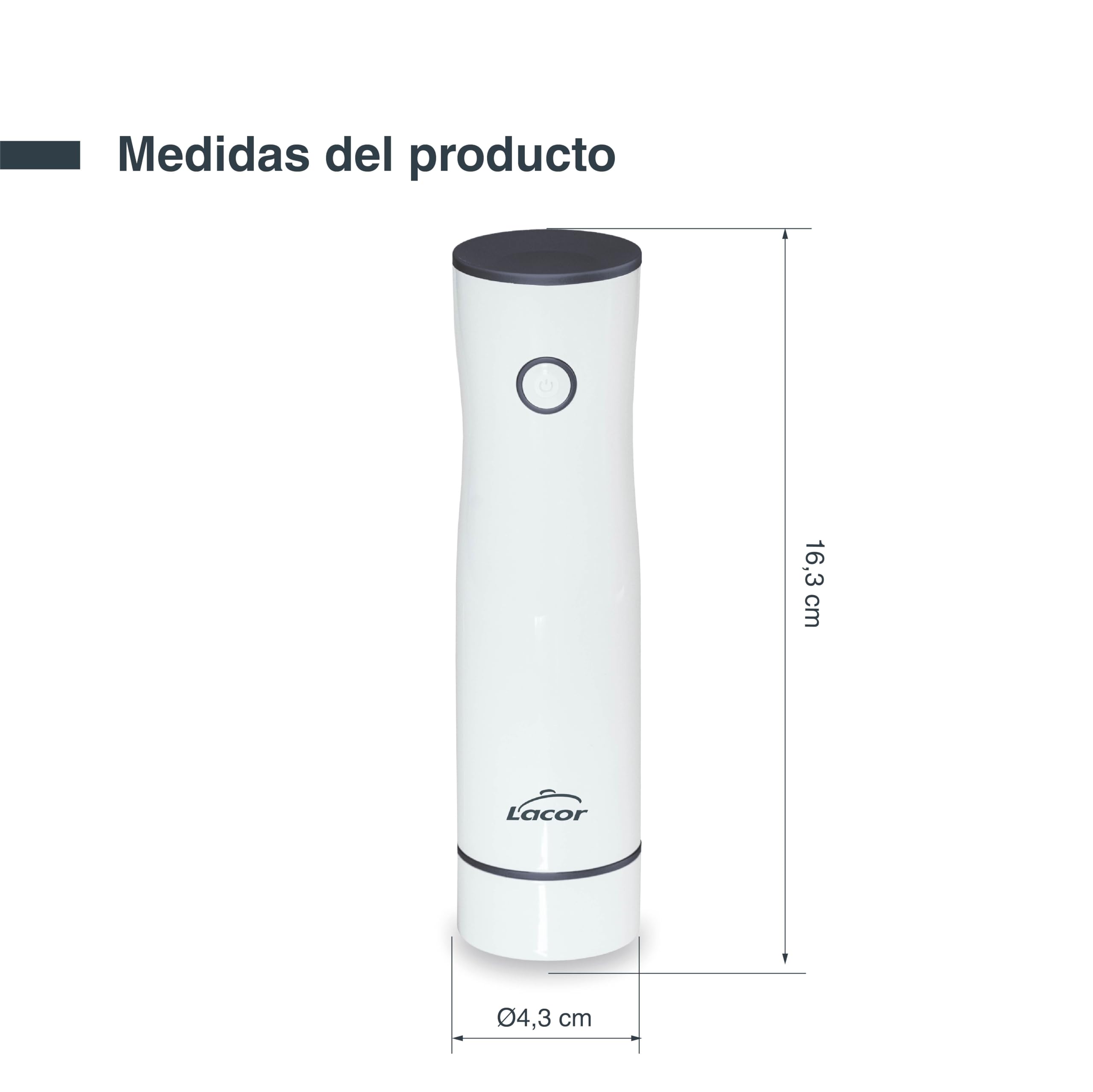 Lacor - 69690 - Bomba de Vacío Smart, Inalámbrica, Automática, Silenciosa, Succión 2.5L/min, Incluye Cable de Carga USB, Batería de Litio, Diseño Elegante y Moderno