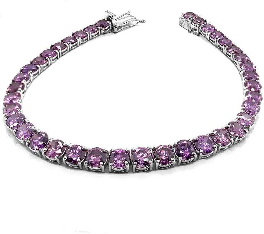 Certified 10k Gold Genuine Amethyst Fancy Tennis Bracelet