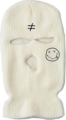 IMSWW 3-Hole Ski Mask Woolen Knitted Hat Winter Warm Outdoor Cycling Windproof Mask Balaclava (White)