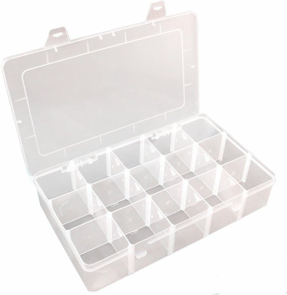 Nizzco Clear Plastic Jewelry Box Organizer Storage Container With Adjustable Dividers 15(Large) Grids