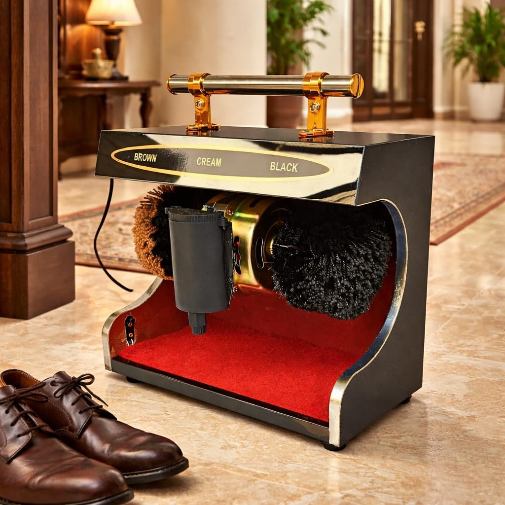 Automatic Shoe Polishing Machine, Electric Buff Polisher and Cleaner, for Hotels, Malls, Offices and Home, 34 x 34 x 17 cm
