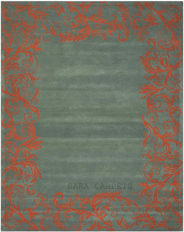 Image of Modern Abstract Hand Tufted Wool Floor Carpet for Home decore Living Room|Home and Bedroom & Hall 4x6 feet (120 x 180cm) Grey H40