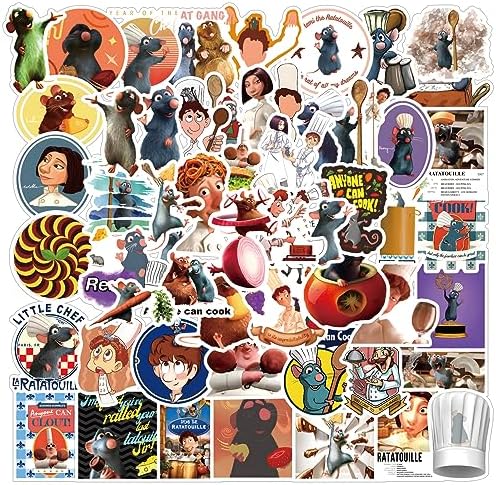 61pcs Ratatouille Aesthetics Cartoon Waterproof Vinyl Stickers for Water Bottles Laptop Suitcase for Birthday Party Supplies Halloween Decoration Favors image 2