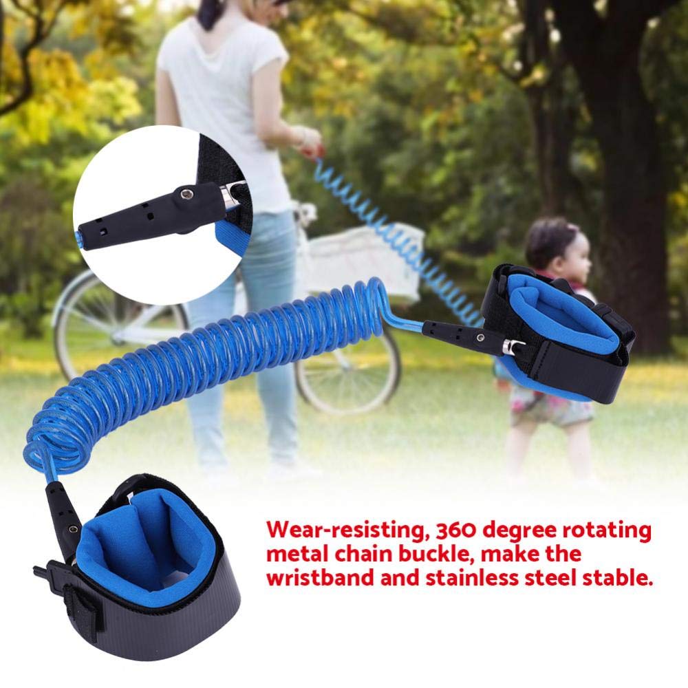 Anti perte de poignet, laisse de sécurité 2,5 m pour bébé et enfants en bas âge avec verrouillage enfant harnais bracelet (Bleu)