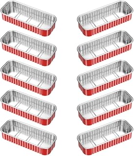 10pcs L Shaped Aluminum Foil Bowl Containers for Bbq | Red Portable Storage Set, Moisture Protection for Outdoor Grilling, Easy to Carry and Pack, 10 Piece Set