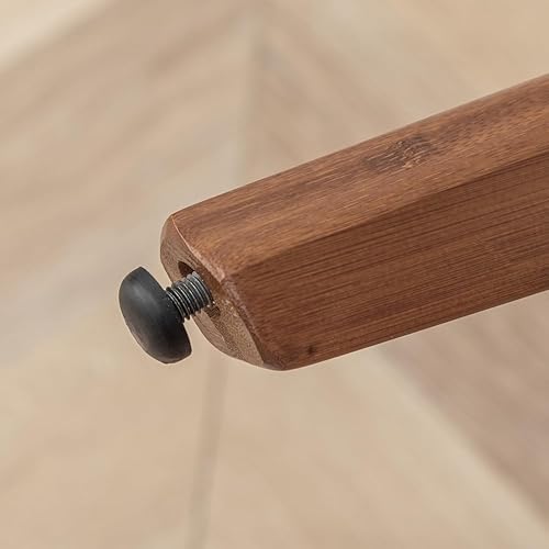 Miniatura 7 de LUNLING Sillas de comedor giratorias, sillas de cocina modernas de cuero sintético negro de mediados de siglo con brazos, patas de bambú, sillas