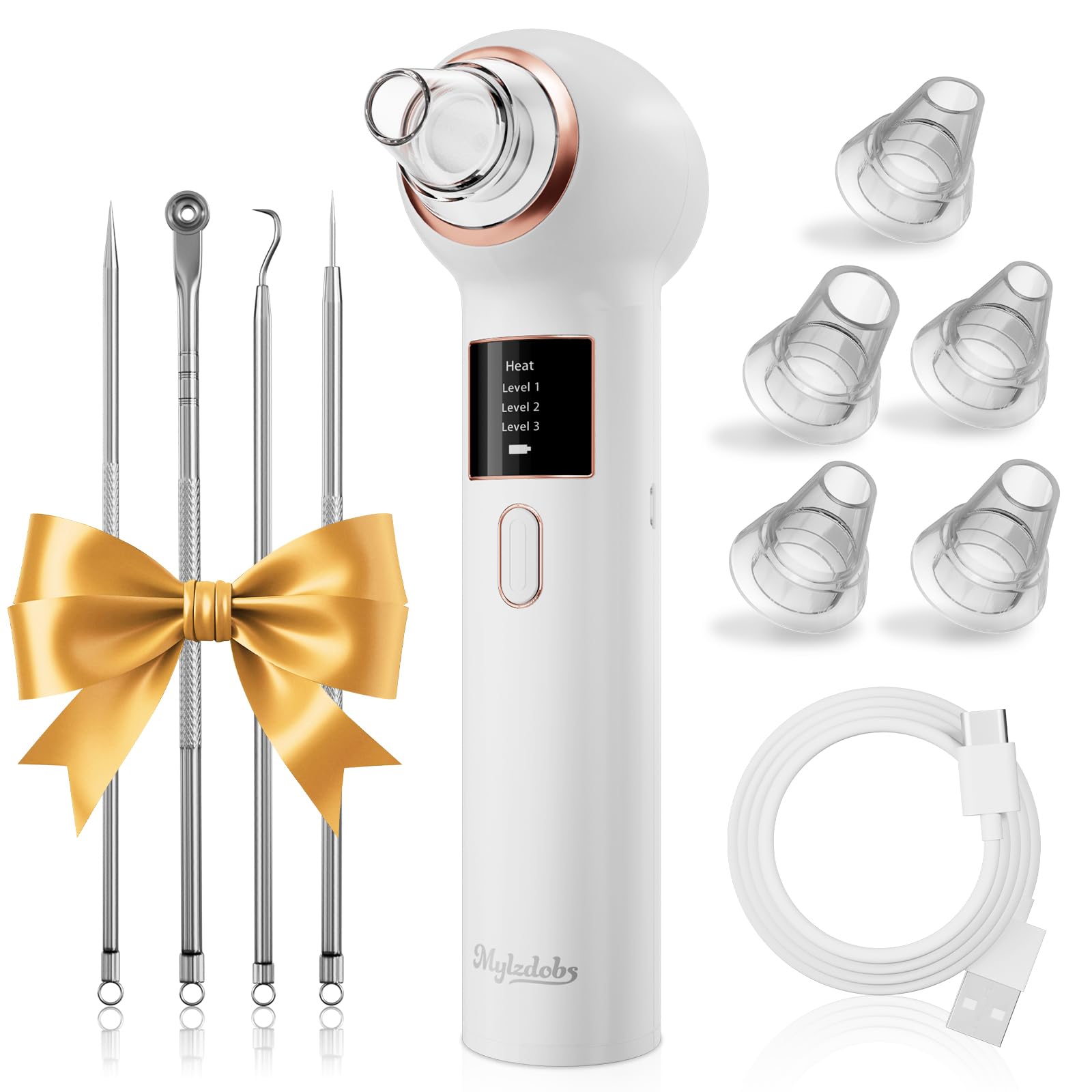 Aspirateur Point Noir Mylzdobs 3 Modes 5 Sondes Extracteur Comedon Blanc