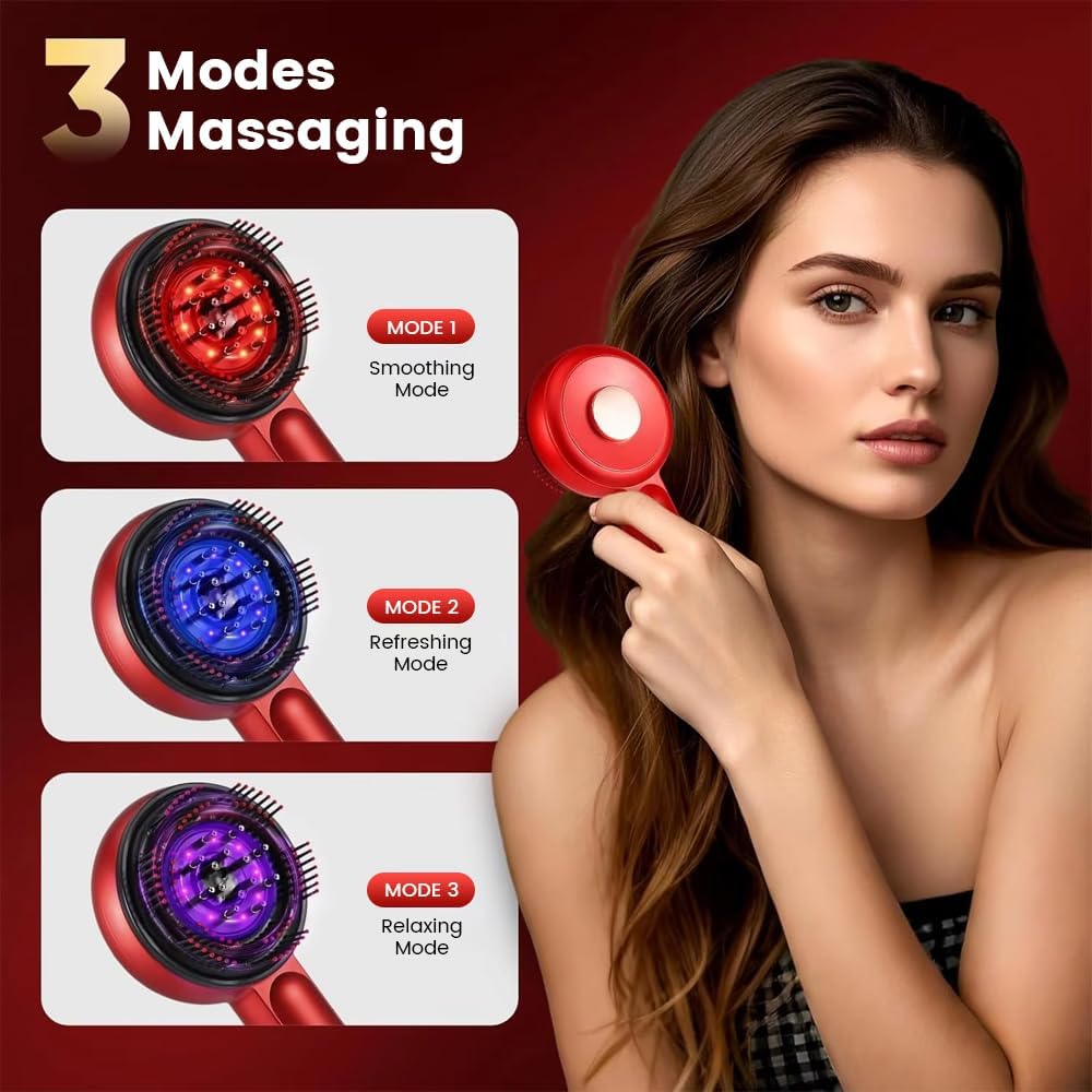 3-in-1 Scalp Massager for Hair Growth, Electric Hair Oil Applicator with EMS & Scalp Brush for Deep Cleansing, Rechargeable Head Massager for Scalp Care and Relaxation at Home