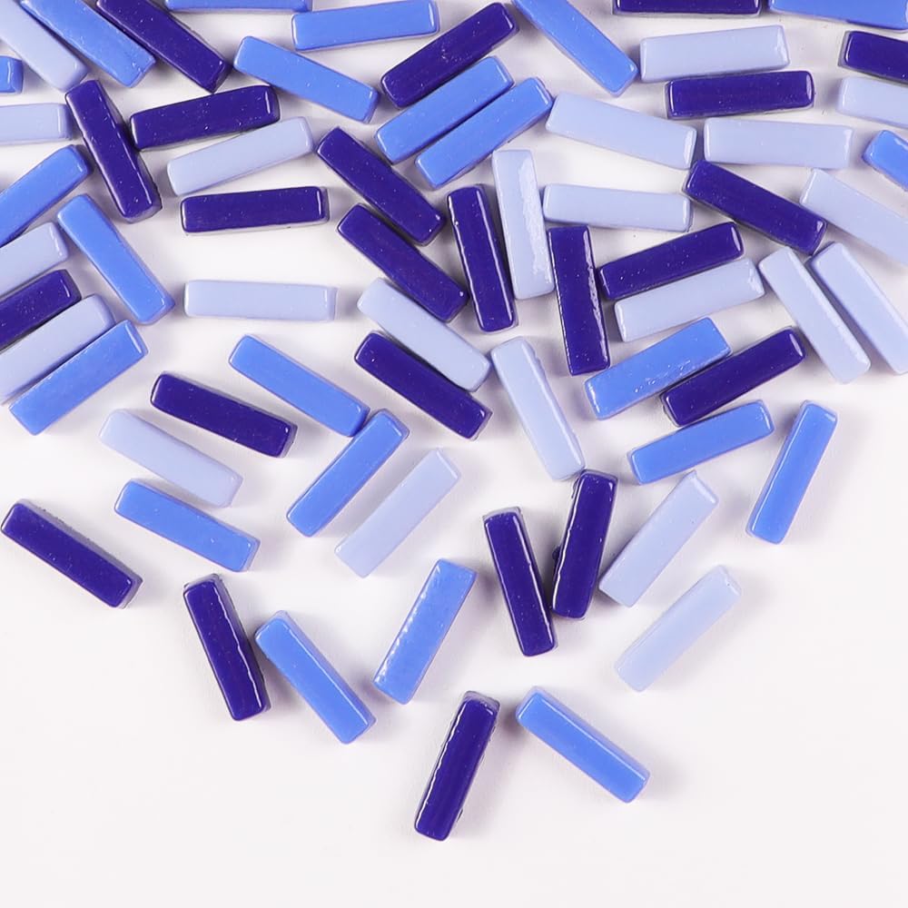 1 LB 5x20mm Glass Strips Mosaic Tiles for Home Decoration, Mini Recycled Glass Stick Tile for DIY Crafts Art & Children DIY Hobbies (RS100)