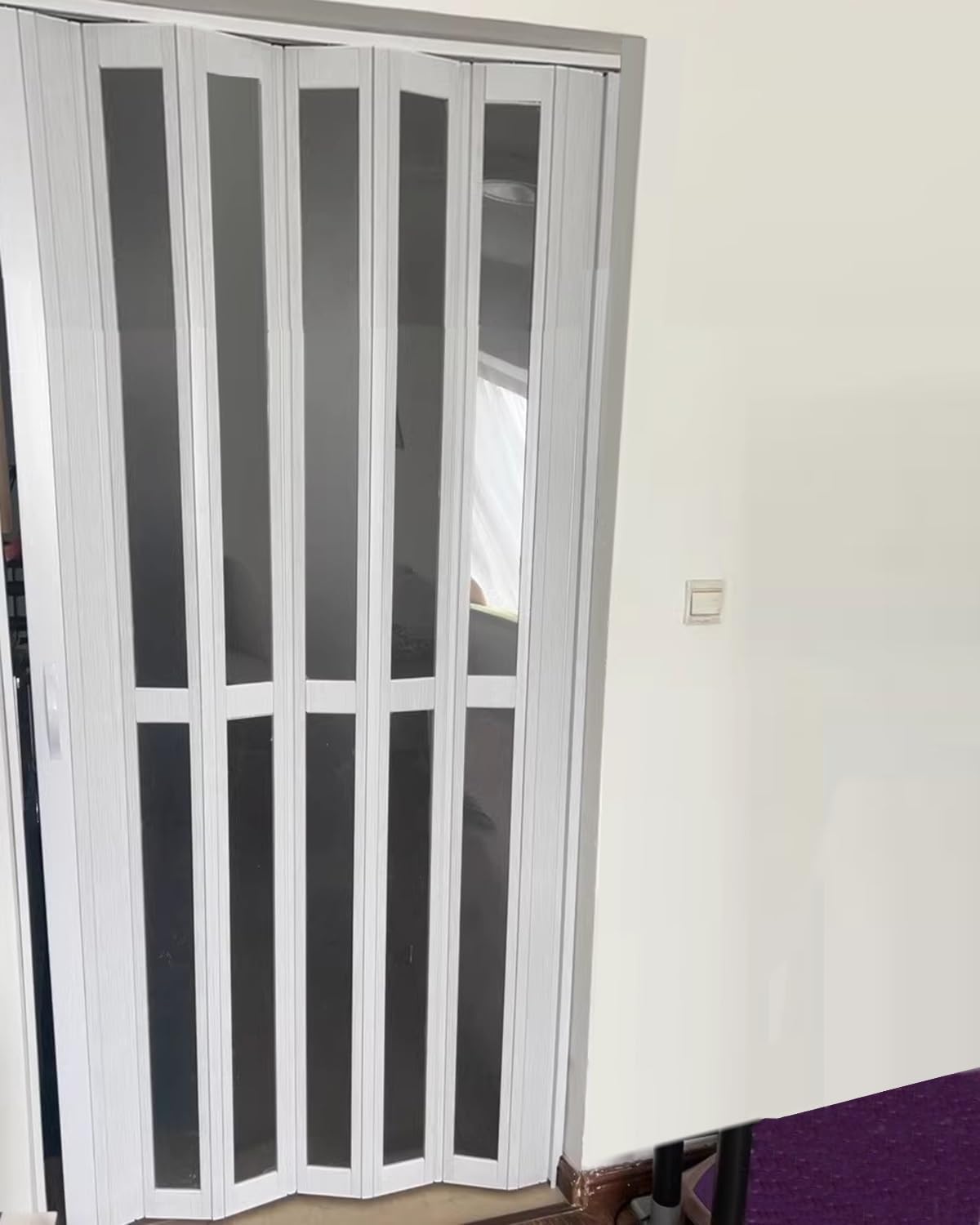 Custom Clear Accordion Folding Doors for Bedroom & Kitchen - Concertina Room Divider, Roll-Up Screen, 74x80in (188x203cm) - Space-Saving Interior Solution