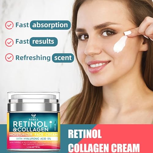 Miniatura 5 de SORYA Crema facial con retinol y colágeno, hidratante facial con ácido hialurónico y péptidos para el cuidado diario de la piel
