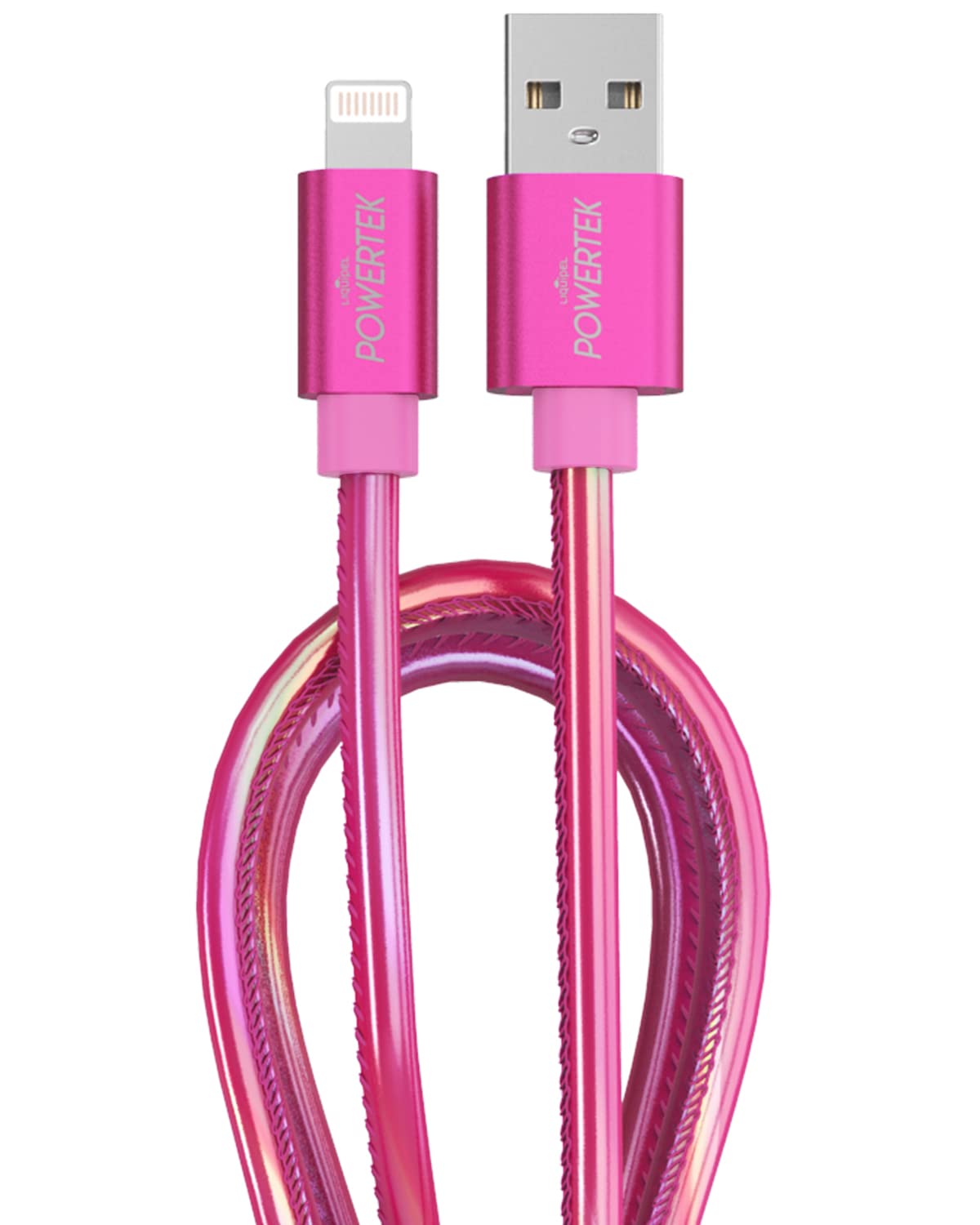 LIQUIPELPowertek iPhone Charger Cable [MFI Certified], Fast Charging 6ft Lightning to USB Cord Adapter, Compatible for iPad, Metallic Shine (Hot Pink)