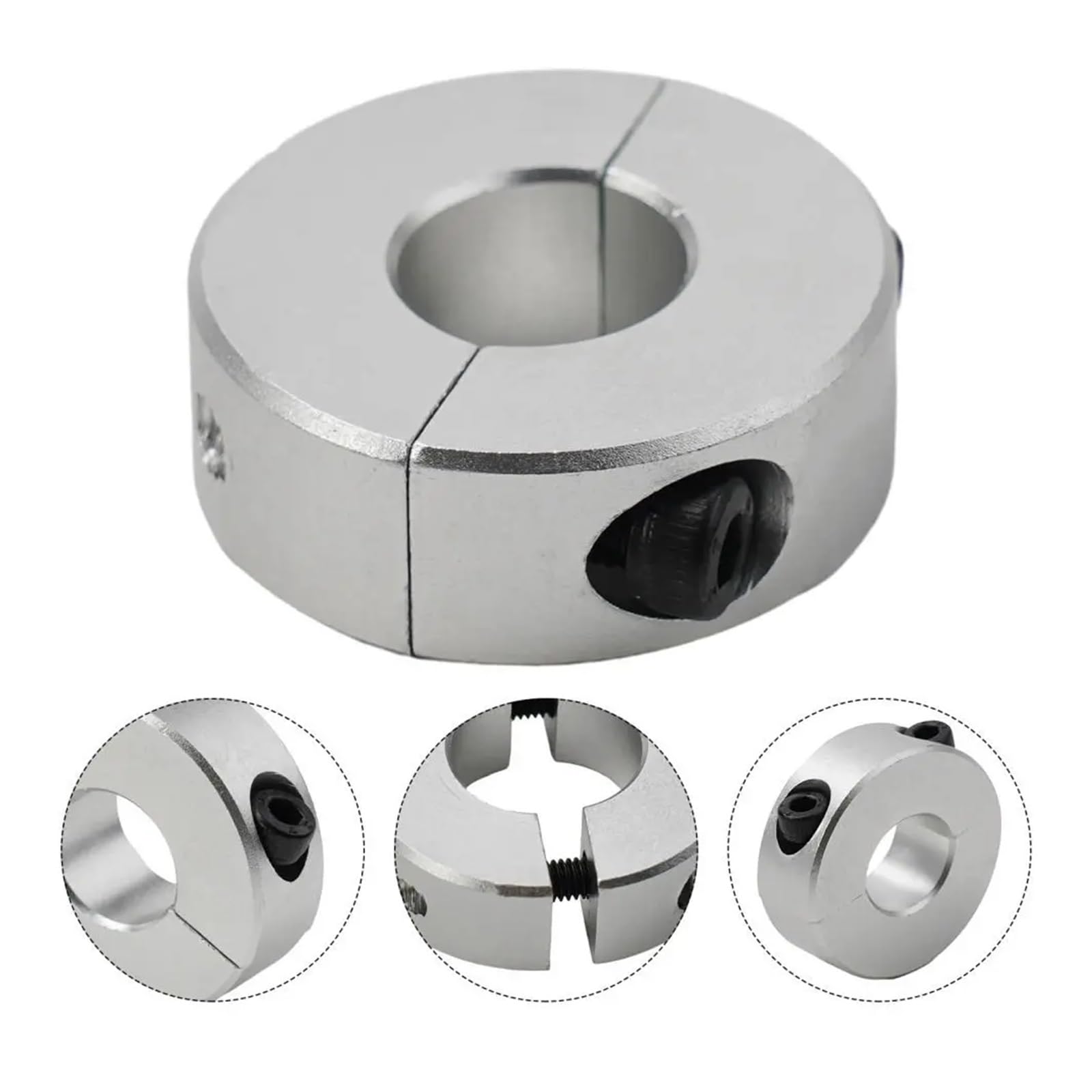 Collar de eje de aleación de aluminio, anillo de bloqueo de doble división, tipo abierto de 6-20mm con tornillos, 1 Uds.(20mm)