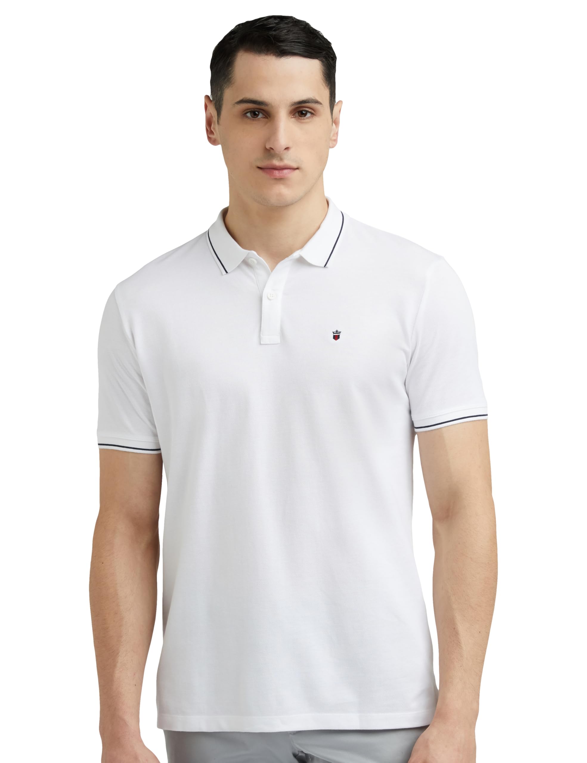Louis Philippe Men's Slim Fit Solid 100% Cotton Polo T-Shirt