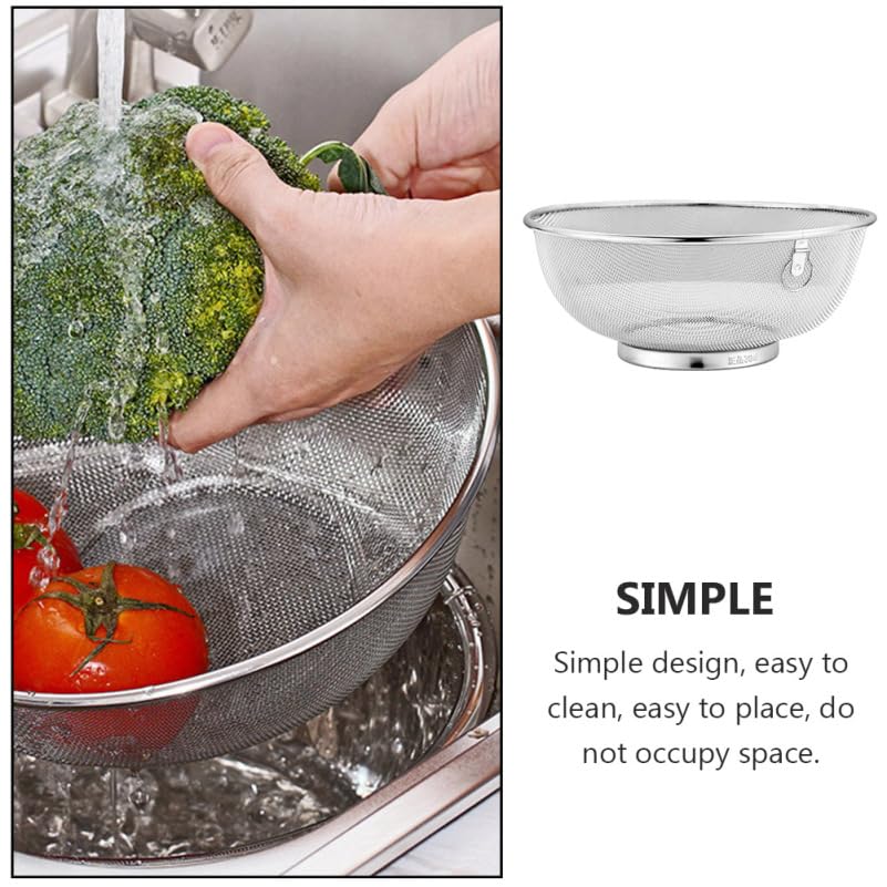Cabilock Stainless Steel Kitchen Drain Basket, 7.08-Inch Rice Strainer Bowl, Fruit and Vegetable Washing Basin, Sink Colander for Food Drainage and Storage