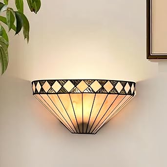 DEYNITE Tiffany Wall Sconces Stained Glass Antique Vintage Mission Style Wall Light for Living Room Bedroom Bathroom Hallway Home Decor