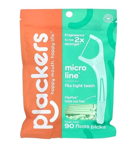 Hilo dental de menta Plackers Micro Mint para un aliento fresco 90 unidadescada uno Mint