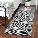 Tiffasea Washable Runner Rug 2' X 5', Cotton Woven Kitchen Runner Rug Entryway Rug Black and White R