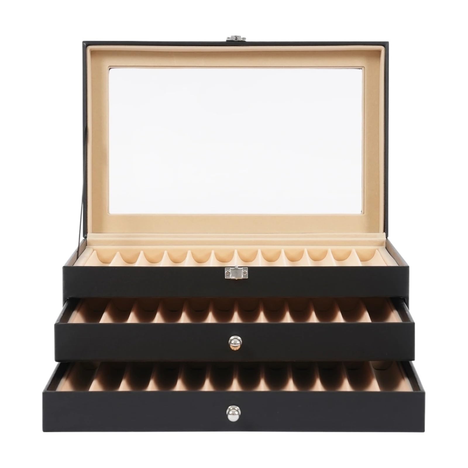 MWAHJU Sturdy And Stylish Pen Display Box With 36 Slots, Velvet Lining, And Glass Lid For Dust-Proof Storage For Shop Home