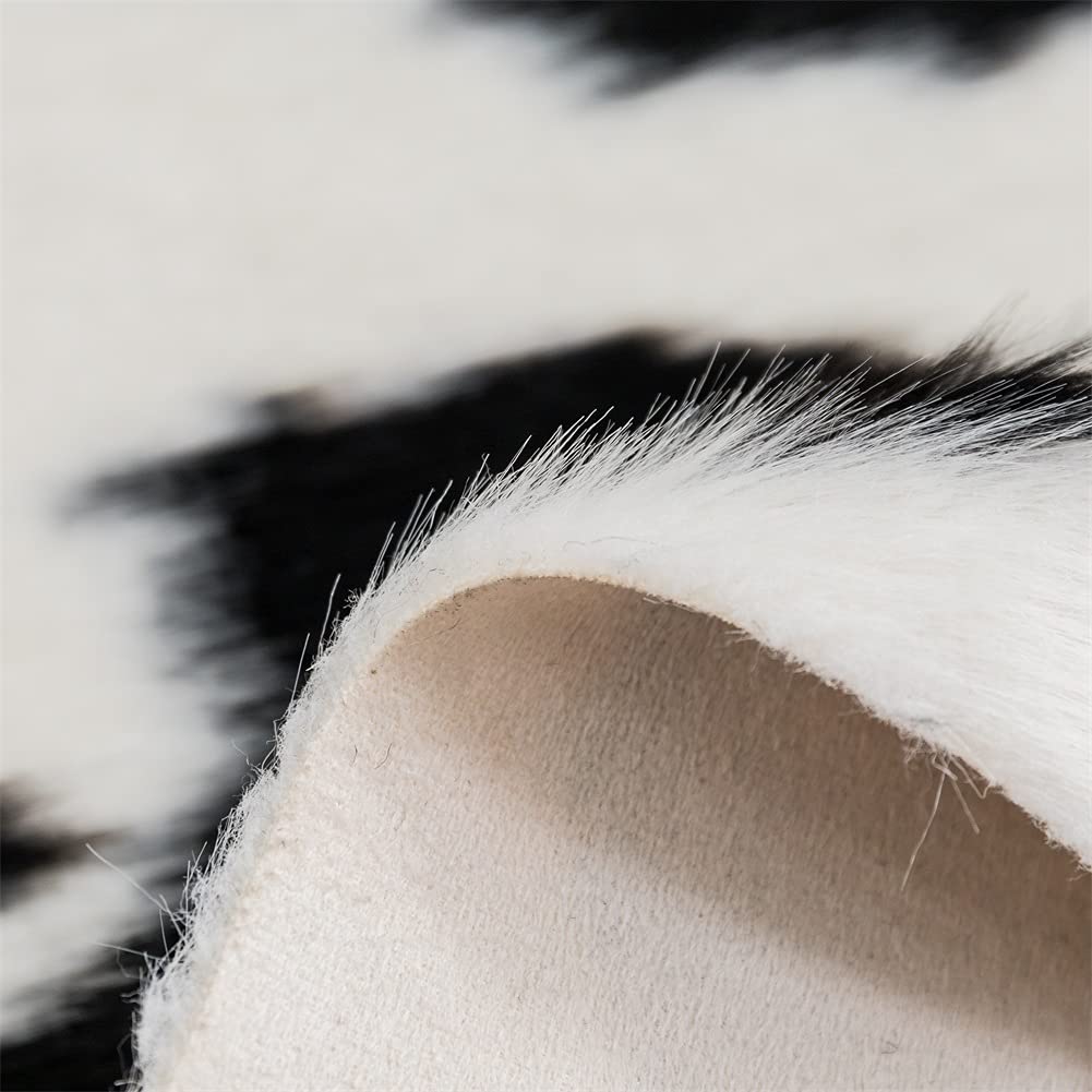 Grand tapis imprimé vache noir et blanc, tapis en fausse peau de vache pour la maison, 158 x 220 cm/1,6 x 2,2 m