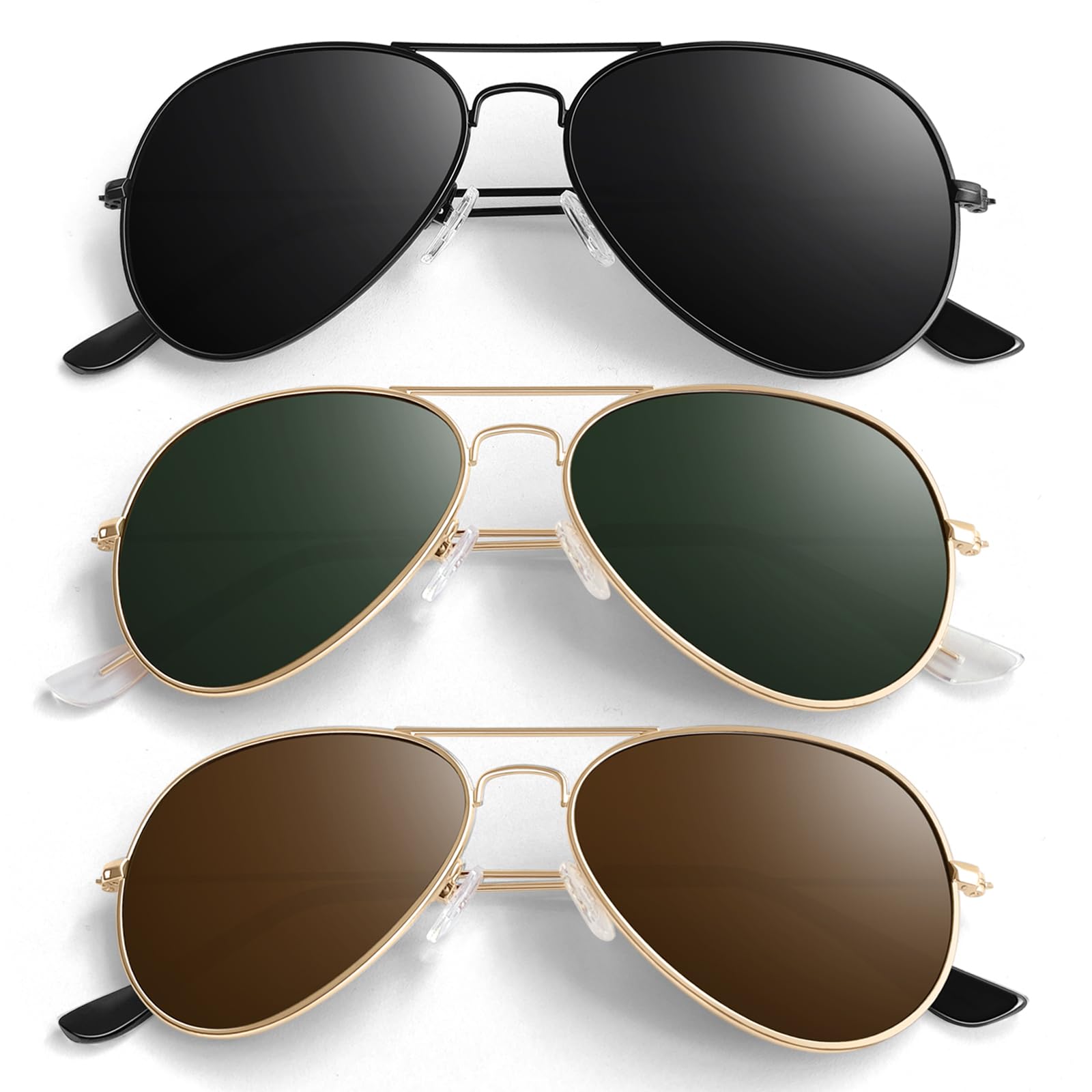 - Pilot Sunglasses Men Womens Lightweight Metal Frame Polarized Shades UV400 Protection