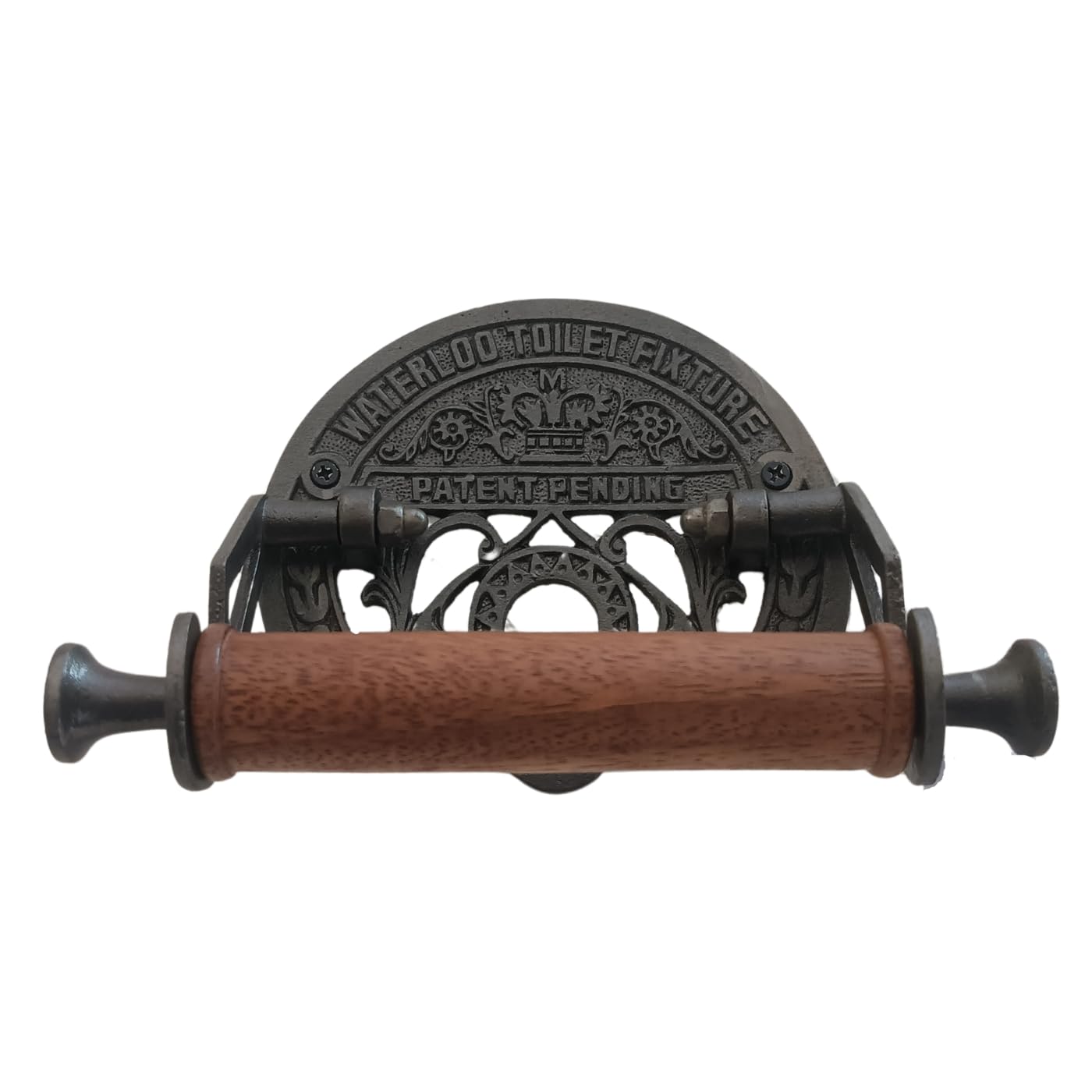 Fenzo Traditional Toilet Roll Holder Wooden Roller Victorian Railway Station Cast Iron Vintage Design Wall Mounted Loo Roll Holder, Elegant Touch, Easy Installation (Style 1) — image 1
