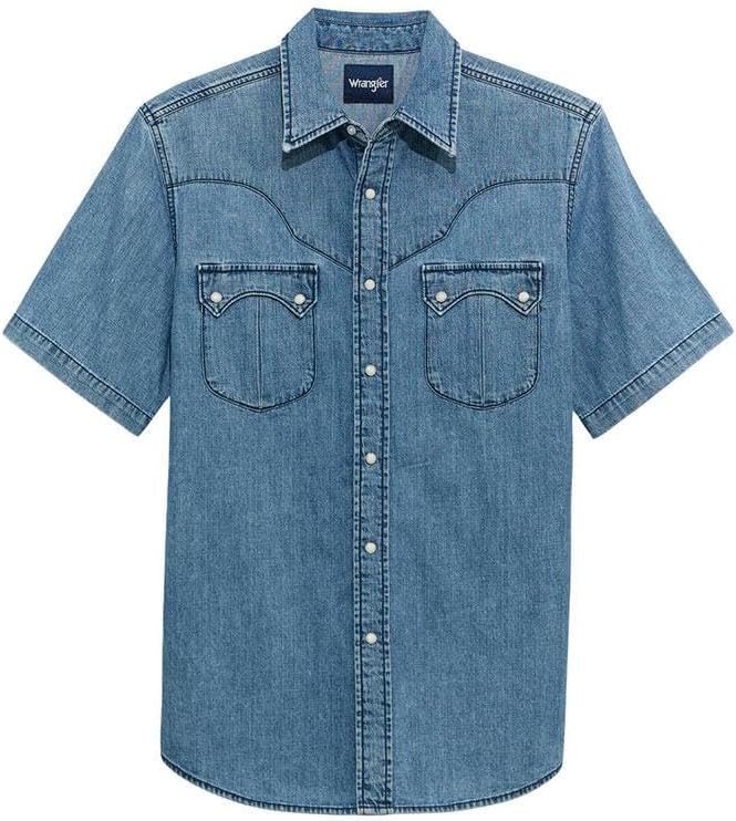 Light Wash Denim Snap Shirt para hombre