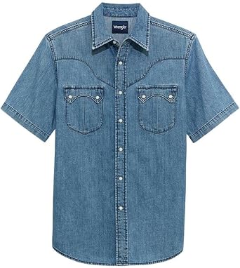 Wrangler Men's Light Wash Denim Snap Shirt