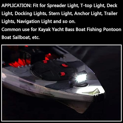 Miniatura 6 de Shangyuan Pontón - Faros delanteros de acoplamiento para barco, luces LED marinas para kayak, bajo, Jon, pesca, lancha, luz de esparcidor, camiseta,