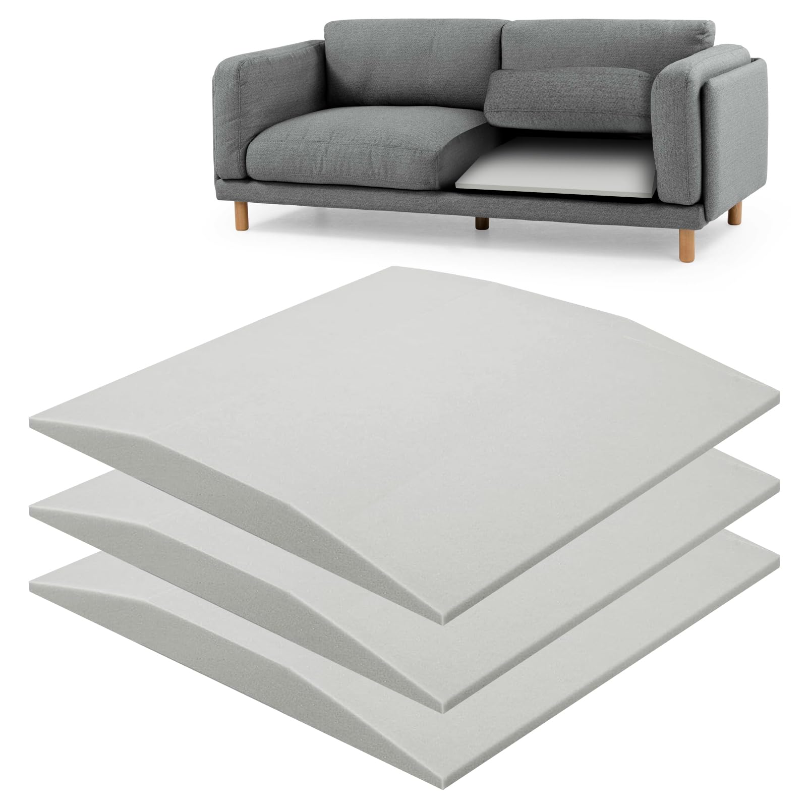LIROPAU Mousse de Rembourrage Haute Densité 50 x 50 x 5 cm pour Réparation de Canapé