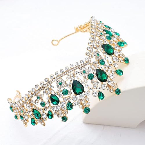 Miniatura 7 de Kamirola - Corona de reina y tiara corona de princesa para mujeres y niñas, diademas de cristal para novias, disfraces góticos de Halloween para