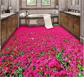 Wall Mural Wallpaper 108 x 75 inch (Width x Height) 3D PVC Flooring Custom Wallpaper Beautiful Flowers and The 3D Bathroom Bedroom Flooring Painting 3D Wall murals Wallpaper