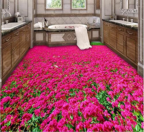 Wall Mural Wallpaper 108 x 75 inch (Width x Height) 3D PVC Flooring Custom Wallpaper Beautiful Flowers and The 3D Bathroom Bedroom Flooring Painting 3D Wall murals Wallpaper