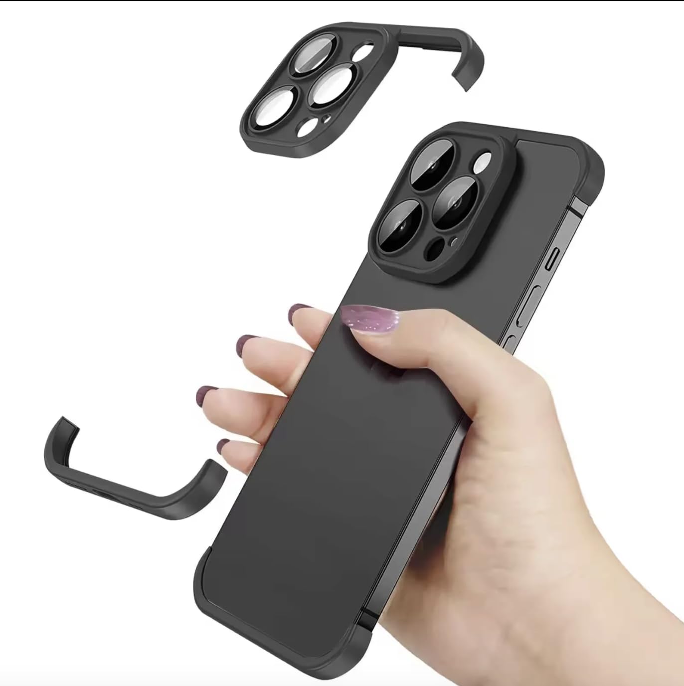 VEE Black Frameless Case Fit for Iphone 15 Plus,Camera Lens Protector, Slim Soft TPU Shockproof IPhone Cover, MagSafe Compatible, MagSafe Compatible, Minimalist Protective cover (IPHONE 15 PLUS)