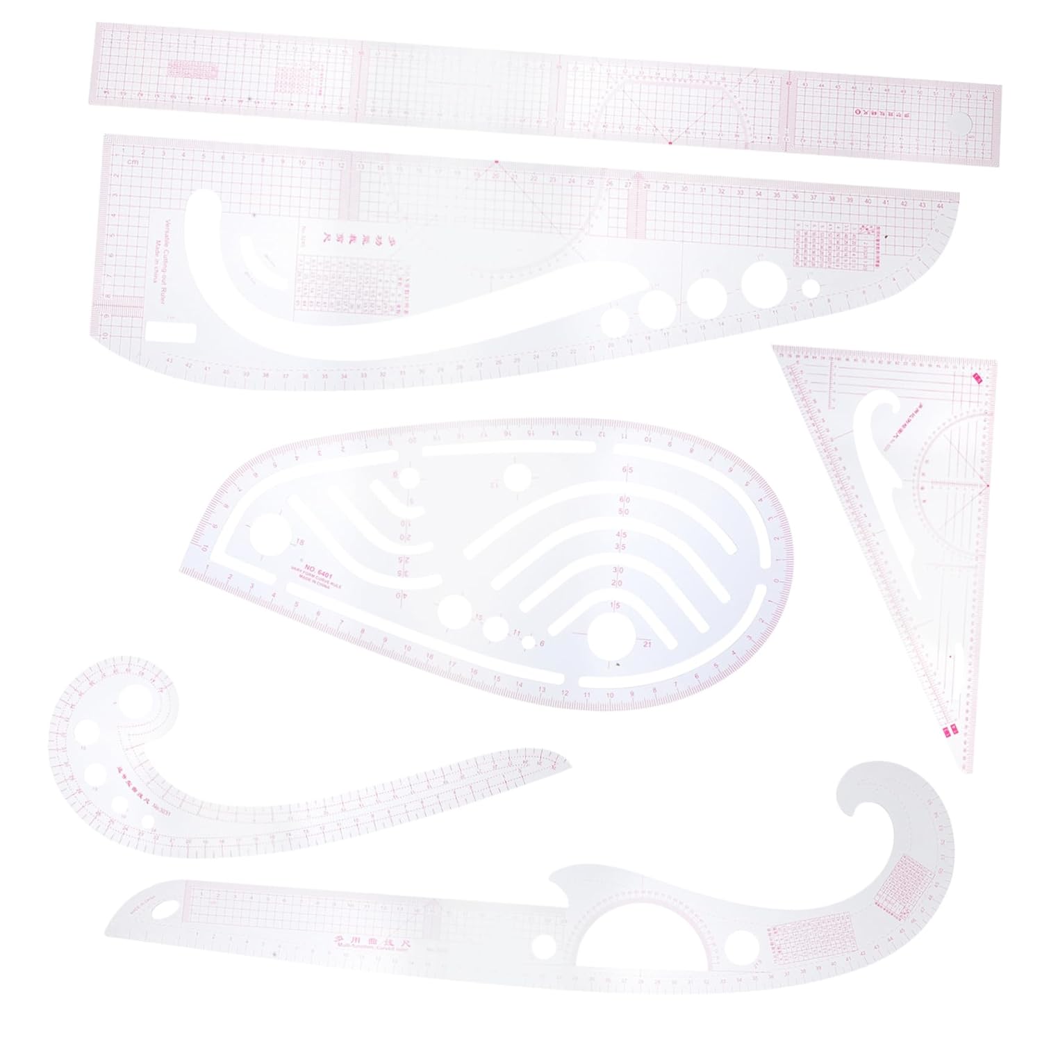 Gadpiparty 6Pcs Sewing Ruler Multi Function French Curve Tailor Ruler for Measurement for Pattern Making Cutting Quilting Home and Shop Use