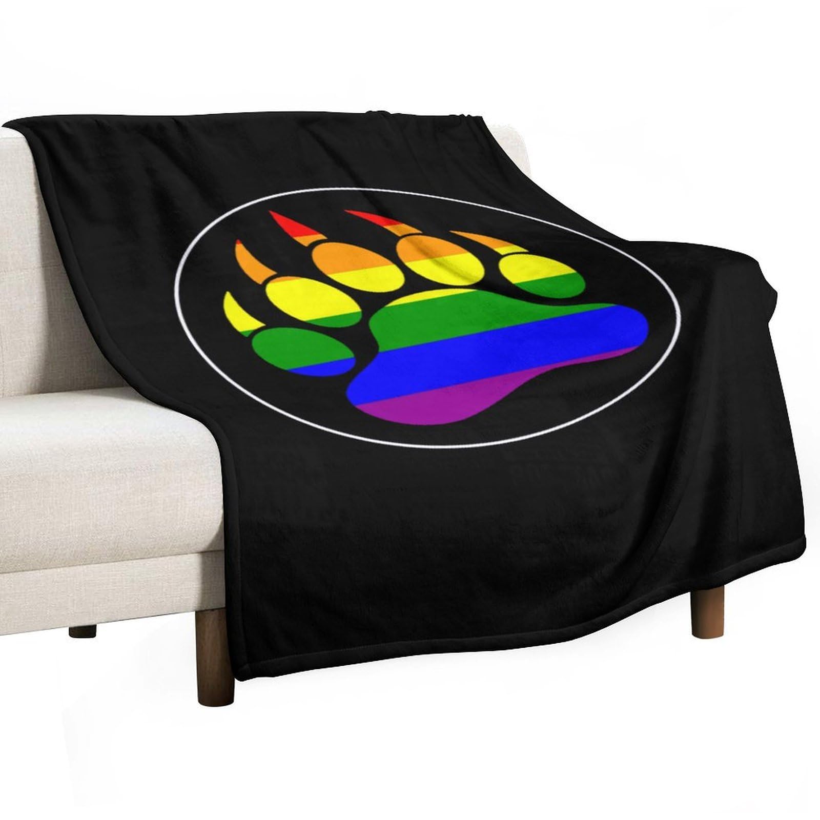 Cgsbngha Style Lgbt Gay Rainbow Bear Paw Flannel Fleece Blanket Lightweight Soft Throw Blankets For Sofa Couch Bed Chair
