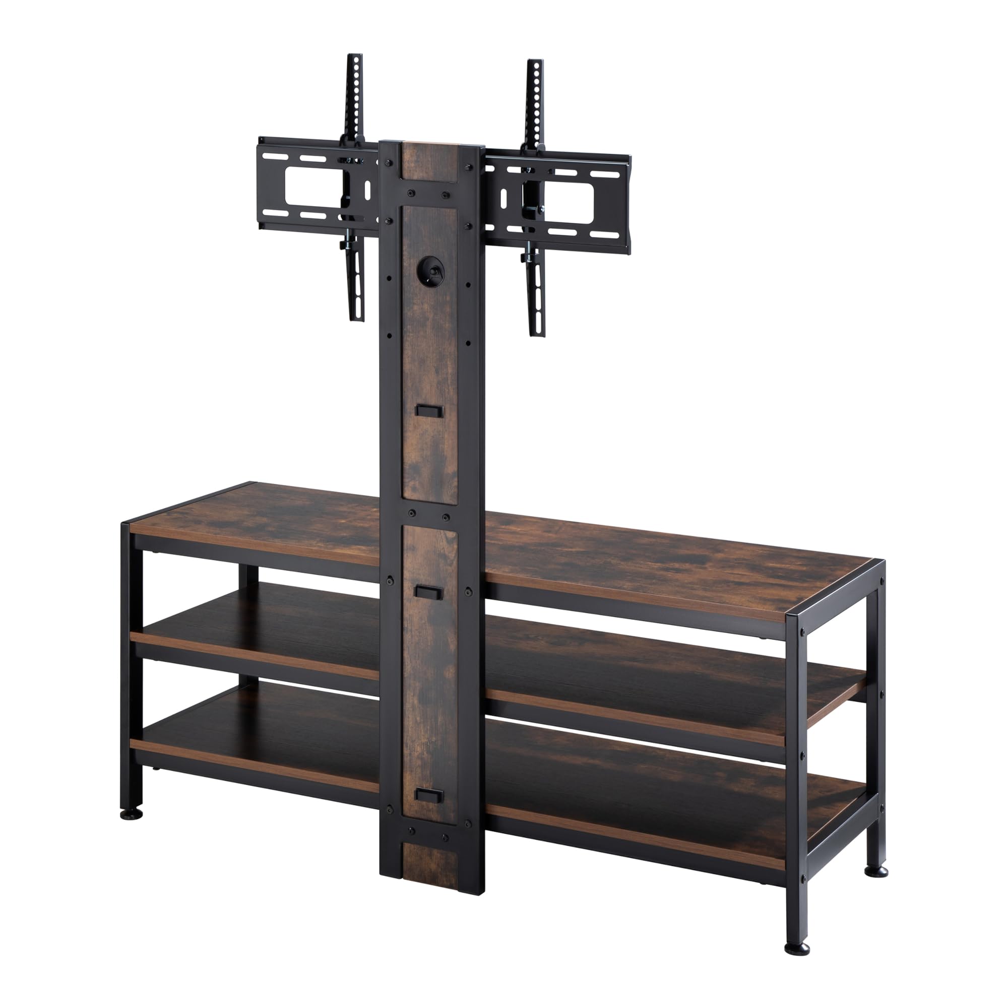 pro.tec TV Ständer Stockholm mit Fernsehtisch TV Halterung bis zu 70 Zoll Fernseher Halterung höhenverstellbar neigbar max. VESA 600 x 400 mm bis 40 kg Schwarz/Eicheoptik rustikal