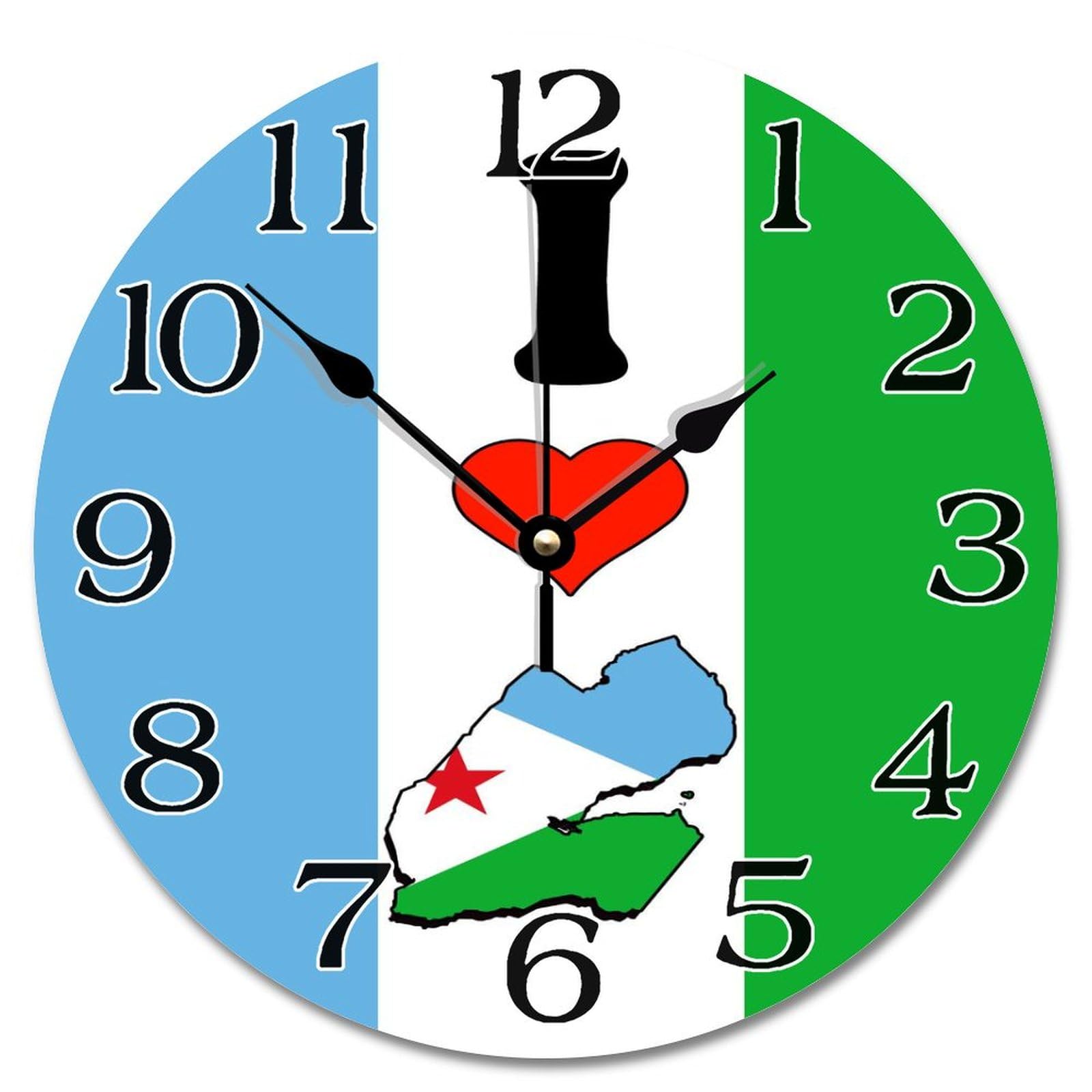 Horloge Djibouti 30,5 cm silencieuse pour chambre à coucher